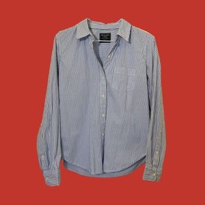 A&F White / Blue Button Down Blouse